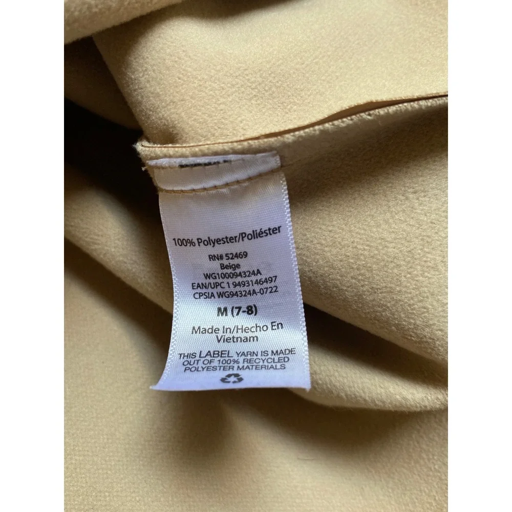 Wonder Nation Girls Beige Faux Leather Belted Dress Short Sleeve Size Medium 7-8